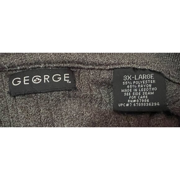 George Ribbed Short Sleeve Polo Shirt Sz 3XL Mens Grey Collared Slinky Material - Picture 3 of 10